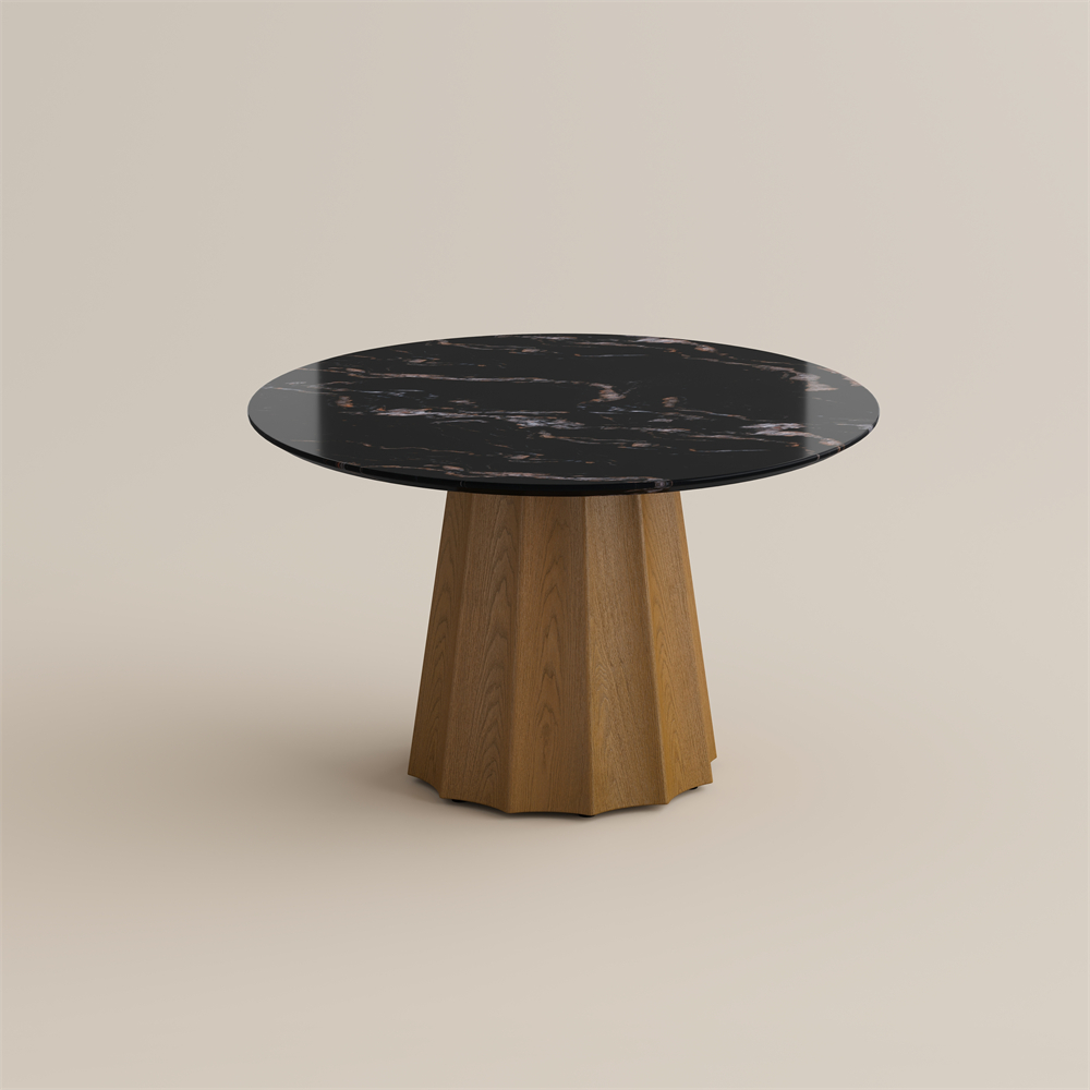 Marble Dining Table, Round Table, Wood Pedestal Dining Table, Luxury Dining Table
